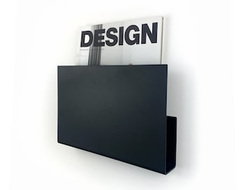 Magazine Wall Rack, Wall mount magazine holder, modern shelf for magazines, reading corner hanging decor, metal magazine organizer