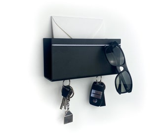 Entryway Organizer, Mail sorter, Magnetic key hanger, Sunglasses holder, Mailer, Metal wall shelf, Minimalist Design, Housewarming gift