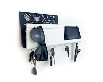 Entryway organizer, Key holder for wall, Mail Sorter, Sunglasses holder, Magnetic key holder, Functional design, Metal wall shelf