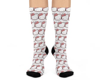 Hello Kitty Socks for Women and Girls, Cute Crew Sock, Kawaii Footwear, Pink Socks for Kids, Soft Printed Ankle Socks, Cozy Sock Gift