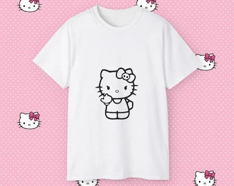 Cute Cat Character Tee | Minimal Outline Kitty T-Shirt