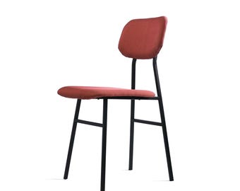 1 of 2 Restored Chair 60 Niko Kralj, Black iron & Red Textile
