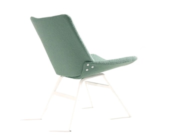 Restored Shell Chair: Niko Kralj, Mid-Century Light Blue Velvet