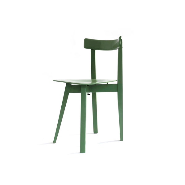 Stuhl 54 / restauriert / 1954 / Designer Niko Kralj / Stol Kamnik / Slowenien / Jugoslawien / Retro Holzstuhl / Vintage / Olivgrüner Stuhl