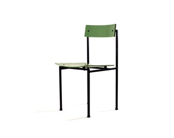 1 of 8 Restored 1963 Branko Uršič Chair, Olive Green Wood & Metal