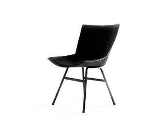 Shell Chair high / restored / 1956 / designer Niko Kralj / Stol Kamnik / Slovenia / Yugoslavia / black leather / metal / vintage / black