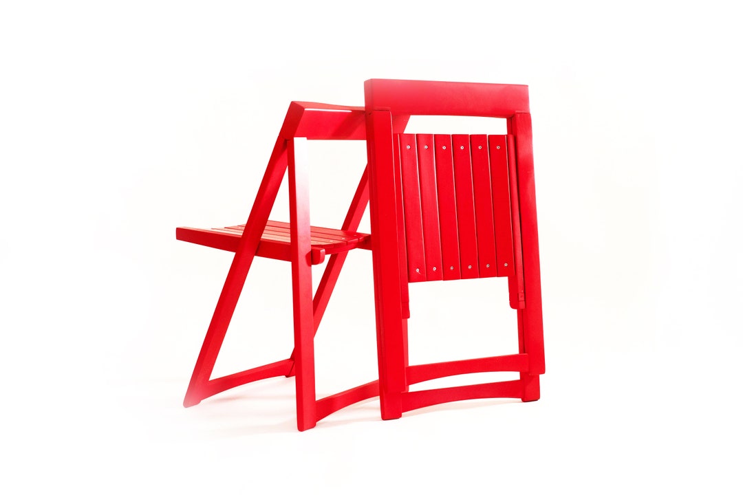 1 of 2 Restored Trieste Folding Chair: Vintage Red Aldo Jacober