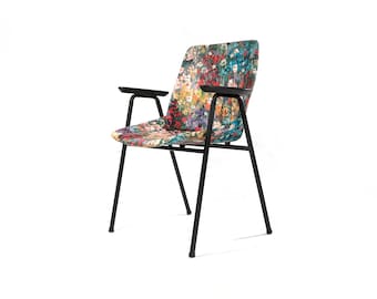 Vintage Niko Kralj Shell Armchair, Floral Upholstery, Restored 1956 Design