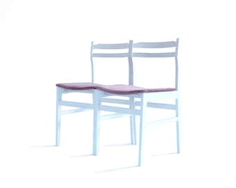 1 of 2 chair 2087 / restored / 1963 / designer Branko Uršič / Stol Kamnik / Slovenia / Yugoslavia / retro white wood chair