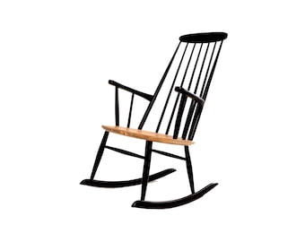 Fanett Rockin Chair / restored / 1965 / designer Ilmari Tapiovarra / Stol Kamnik / Fanett chair / Finnish design / black wood / vintage