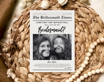 Bridesmaid Times / Impresión de periódico / ¿Serás mi dama de honor? / Dama de honor / Tribu de novias