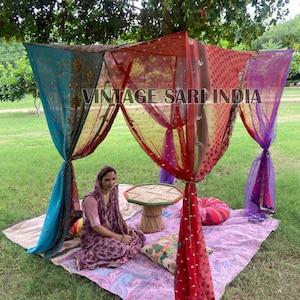 Exotischer Sari Baldachin,Recycelter Sari BaldachinSari Baldachin Dekor,Sari Baldachin Hochzeit,Boho Chic Sari Baldachin,Raumteiler,Sari Baldachin Hintergrund