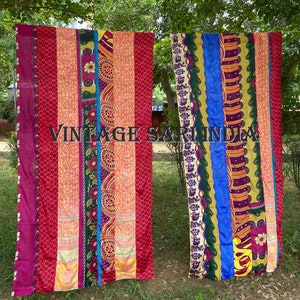 EHandmade Patchwork Drape,Sari Patchwork Home Decor,Recycled Sari Window Covering,Unique Patchwork Sari Panel,Boho Chic Sari Curtain,Living