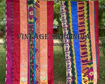 EHandmade Patchwork Drape,Sari Patchwork Home Decor,Recycled Sari Window Covering,Unique Patchwork Sari Panel,Boho Chic Sari Curtain,Living