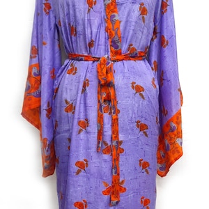 Indian Silk Kimono Pure Silk Kimono Sari Kimono Festival Robe Silk Sari Kimono Women&#39;s Clothing Bohemian Jacket Japanese Lounge Dress