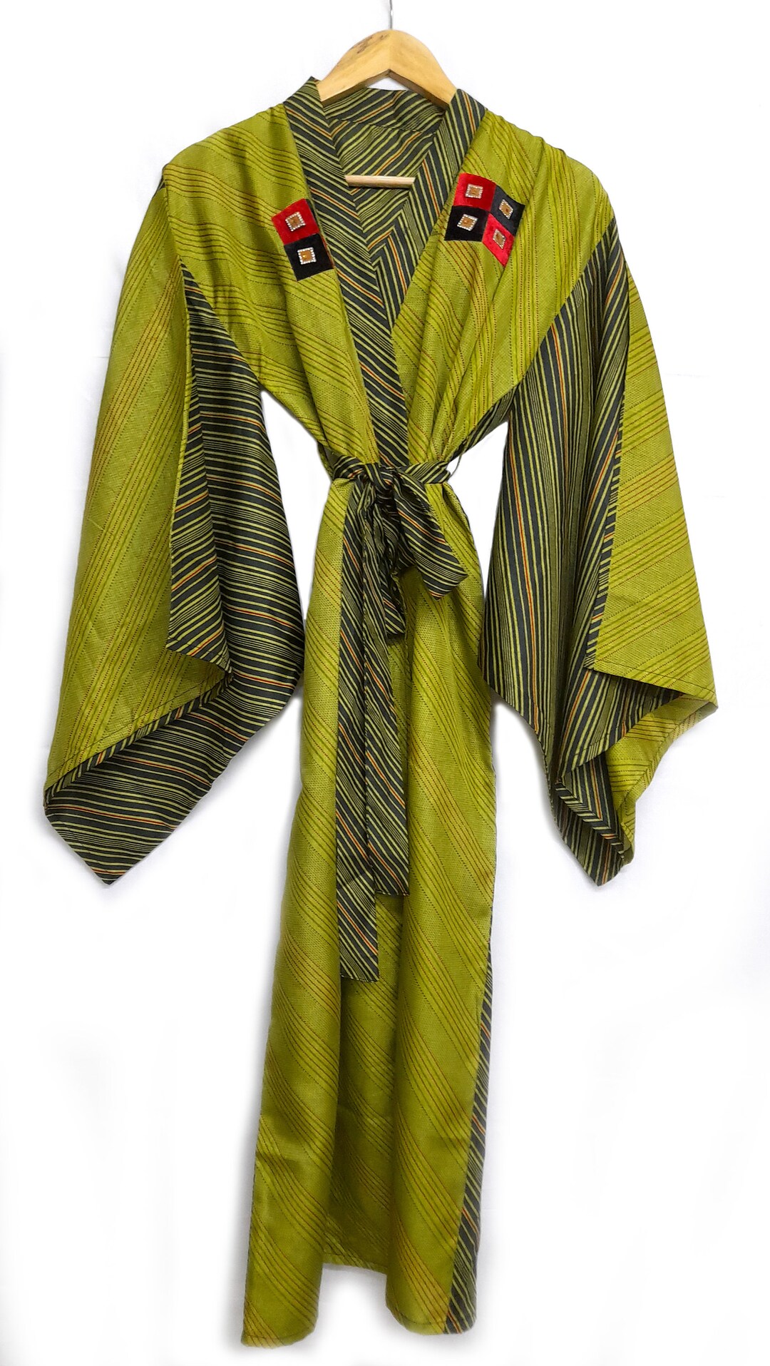 Soft and Comfortable Bathrobes, Wrap Dress, Block Print, Summer