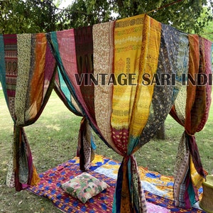 Indischer Sari-Baldachin Vorhänge, Sari-Stoffbetthimmel,festlicher Sari-Baldachin,romantischer Sari-Baldachin,Sari-Baldachin im Freien,Sari-Baldachinzelt,Sari-Baldachin