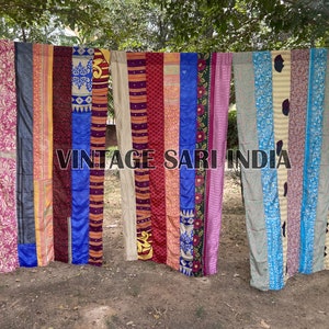 Sari Patchwork Curtain,Bohemian Sari Curtain,Indian Sari Drapes,Ethnic Patchwork Window Treatment,Vintage Sari Panel,Colorful Sari Curtain,