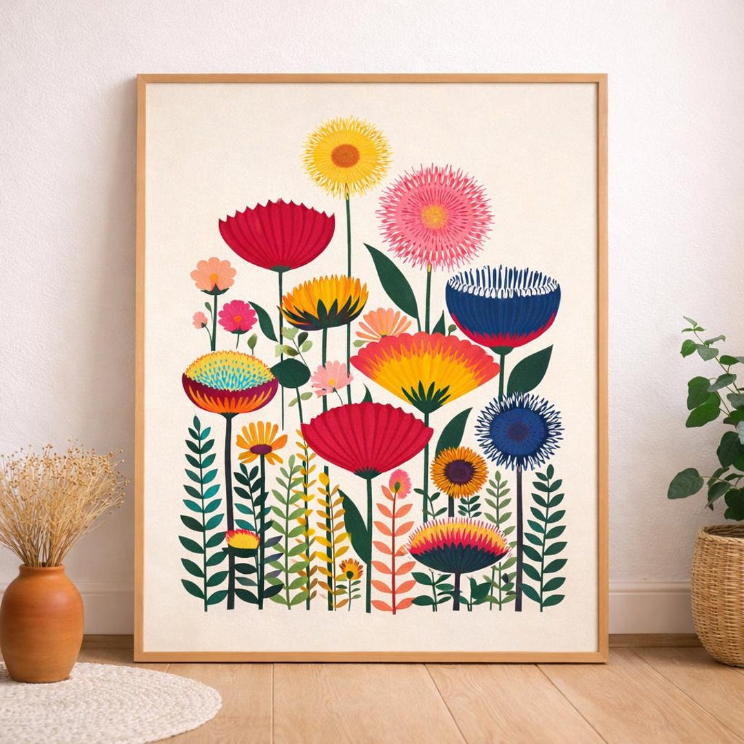 Botanical Wall Art Print, Colorful Print Flower Poster Garden Wall Art ...