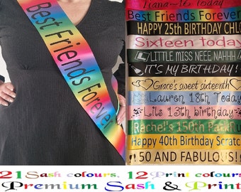 Personalised Birthday Sash / Hen Party Sashes - any text any age birthday gift