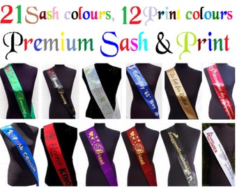 Personalised Birthday Sash / Hen Party Sashes - any text any age birthday gift