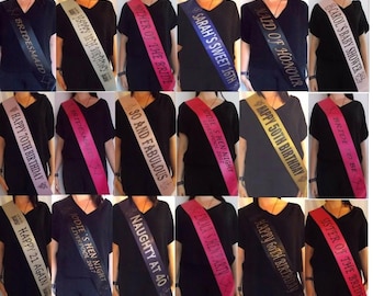 Personalised Birthday Sash, Custom Text & Age, Party Accessory