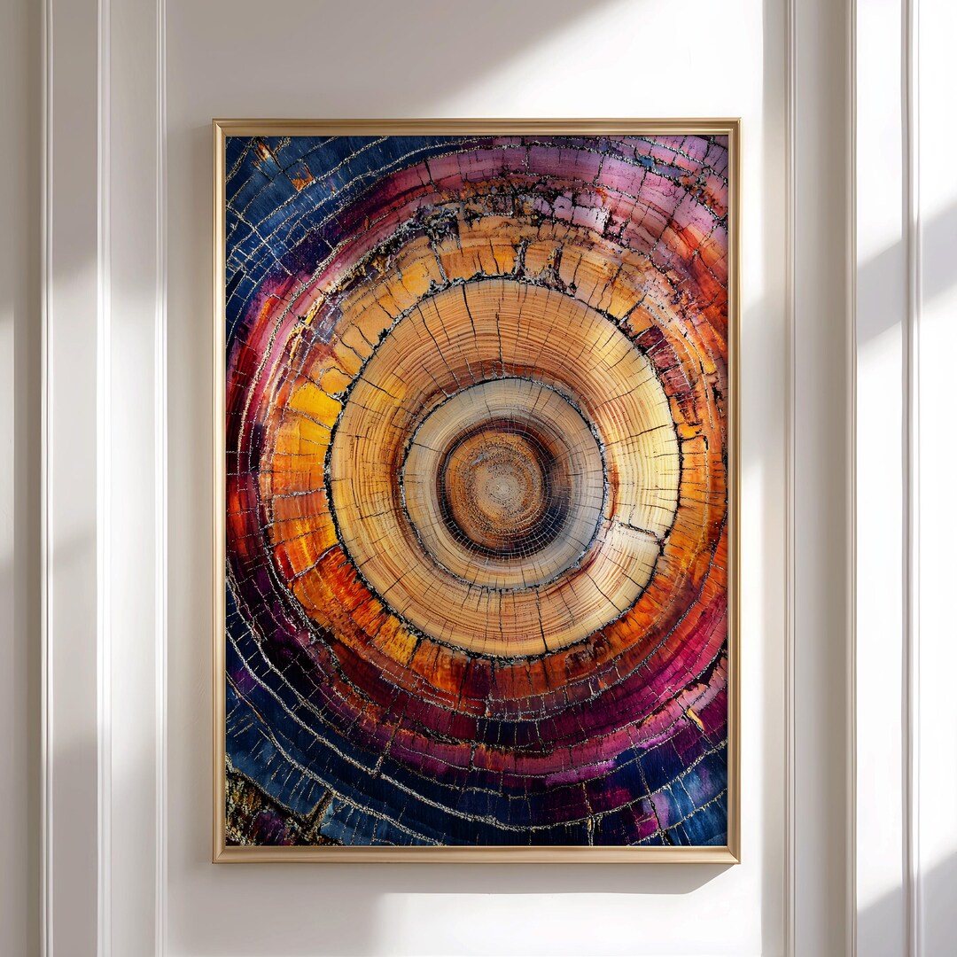 Abstract Colourful Tree Rings Wall Art Print, Modern Nature Decor ...