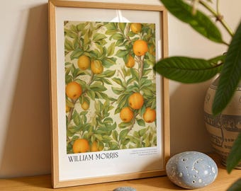 William Morris Print Vintage Oranges Fruit Botanical Wall Art Citrus Exhibition Poster Cottagecore Nature Decor Warm Tone Home Gift