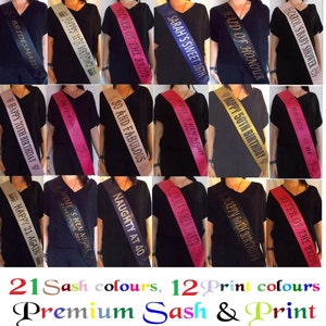 Personalised Birthday Sash / Hen Party Sashes any text any age birthday gift image 1