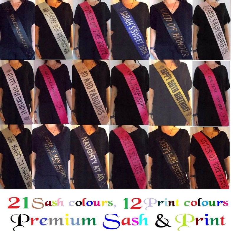 Personalised Birthday Sash / Hen Party Sashes any text any age birthday gift image 1