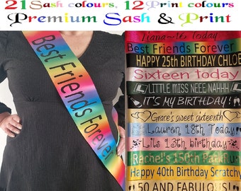 Personalised Birthday Sash / personalise sash / Hen Party Sashes - any text any age birthday gift