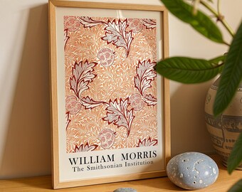 Oak Botanical Art William Morris Poster, Terra Cotta Floral Pattern