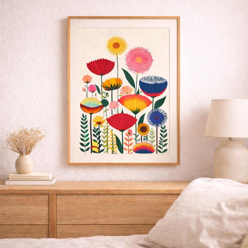 Botanical Wall Art Print, Colorful Print Flower Poster Garden Wall Art ...