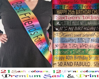 Personalised Birthday Sash / personalise sash / Hen Party Sashes - any text any age birthday gift