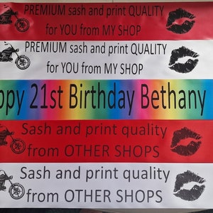 Personalised Birthday Sash / Hen Party Sashes any text any age birthday gift image 2