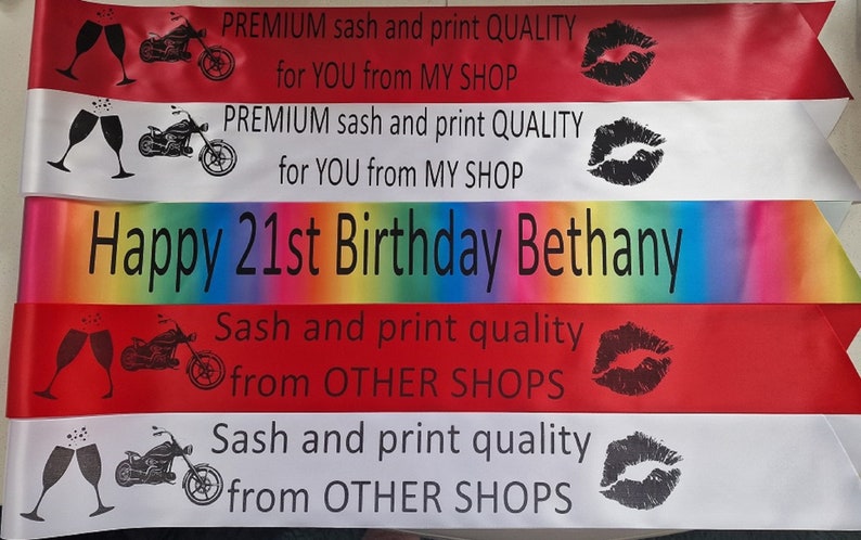 Personalised Birthday Sash / Hen Party Sashes any text any age birthday gift image 2