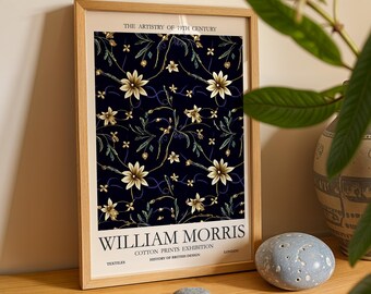 William Morris Midnight Blossom – Navy and Gold Floral Wall Art Print