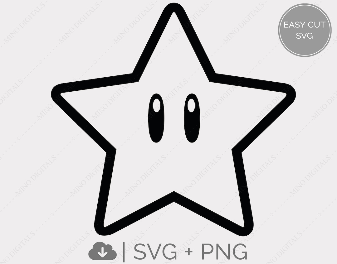 Mario Star SVG PNG Vector Download Files Mario Game Silhouette Cricut