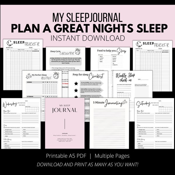 A4 Sleep Journal | Sleep Tracker Printable | Sleep Log Diary | Sleep Diary | Health Planner | Sleep Diary | Wellness Planner | A4 Inserts