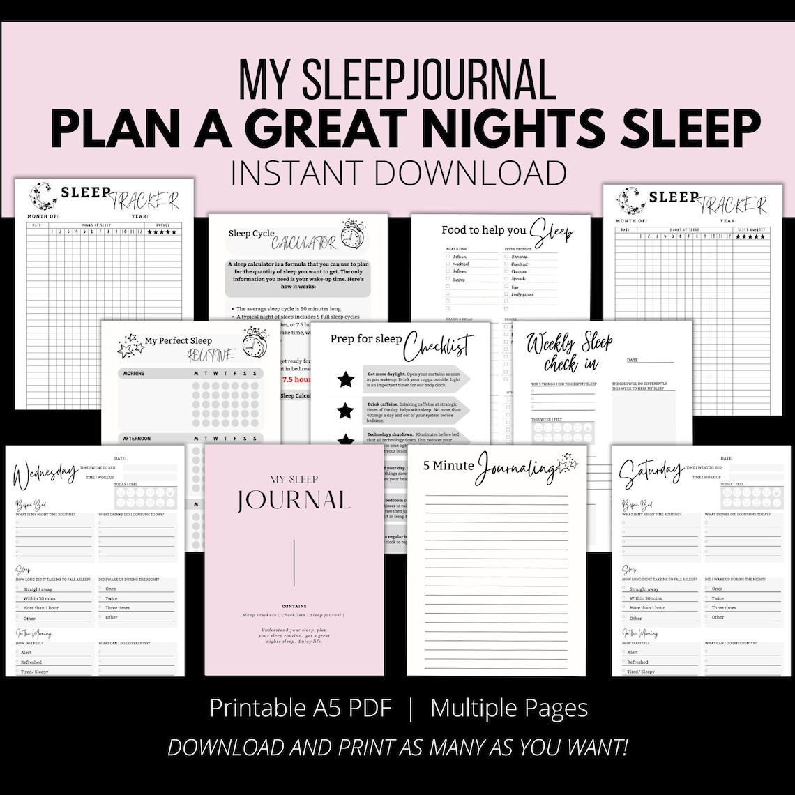 Ultimate Sleep Journal: Printable A4 Tracker| Printable Diary for ...