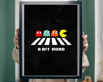 PacMan 8-Bit Road 4K Wallpaper & Digital Download