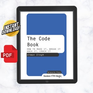 Puede incluir: Una portada de libro azul con el título "The Code Book" y el subtítulo "How to make it, break it, hack it, crack it". El autor es Simon Singh. El libro está publicado por Delacorte Press y Random House.