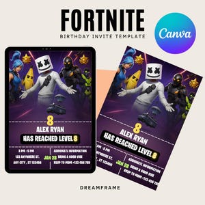 Invitación de cumpleaños de videojuegos editable / Plantilla para fiesta de gamers / Descarga instantánea / Canva editable / Invitación infantil de videojuegos
