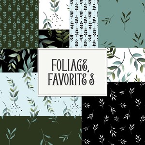 Foliage Favorites, Greenery, Surface Pattern, Digital Papers, Backgrounds