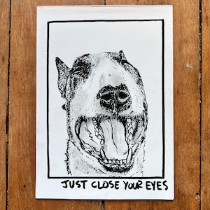 Just Close Your Eyes - Dog Artwork, Dog Art, Dog Illustration, Dog Painting, English Bull Terrier Painting, English Bull Terrier Artwork
