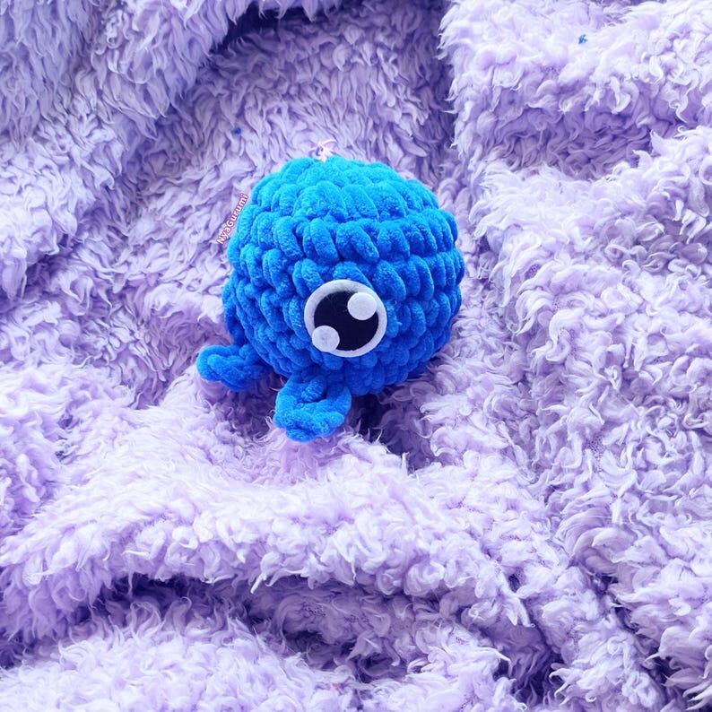 Blue Whale Handmade Amigurumi: Soft Collectible Sea Creature Plush Toy for Anime Fans Keychain