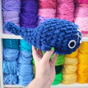 Blue Whale Handmade Amigurumi: Soft Collectible Sea Creature Plush Toy for Anime Fans image 11