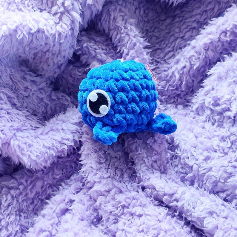 Blue Whale Handmade Amigurumi: Soft Collectible Sea Creature Plush Toy for Anime Fans image 4