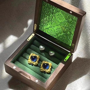 Blumen muster glas holz ring box ohrring box schmuck aufbewahrungsbox retro ring aufbewahrungsbox geburtstag geschenk für sie valentine's vorhanden