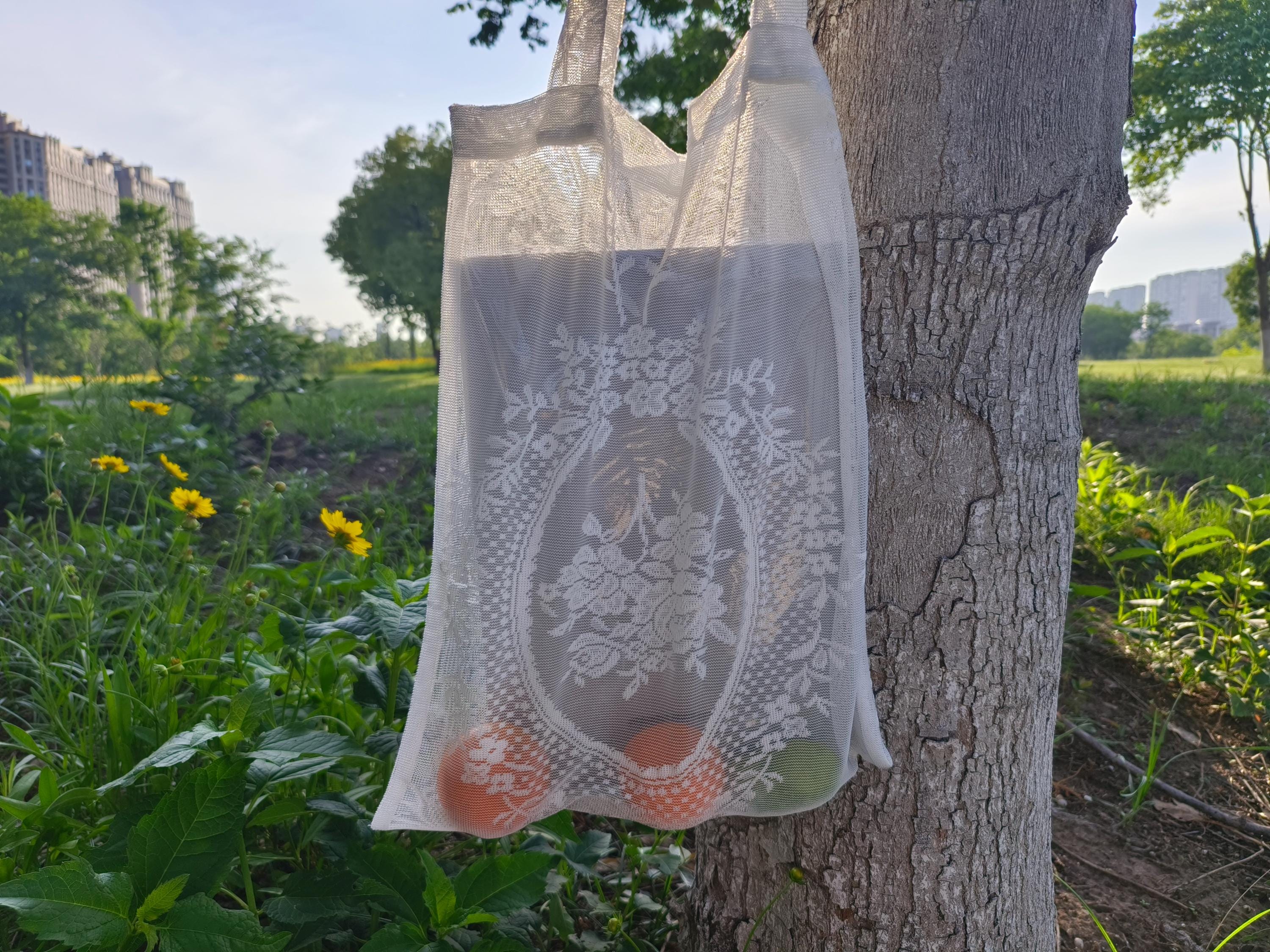 white transparent flower lace tote bag shoulder bag thin summer bag